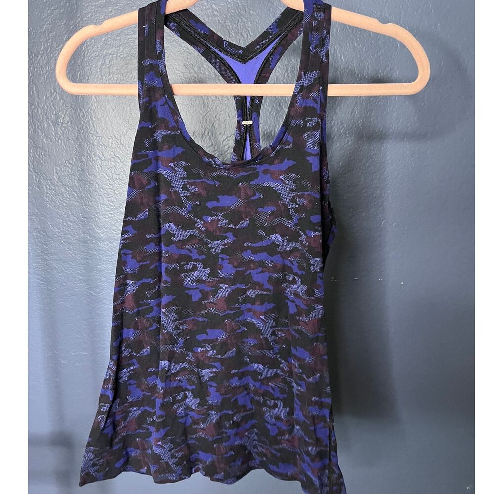 Lululemon Cool Racerback II Tank Mini Hounds Camo Emperor Blue Black Purple 6